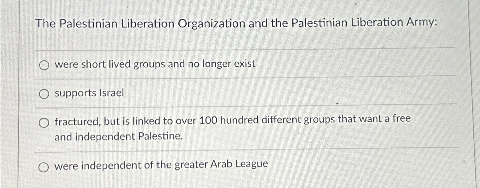 Solved The Palestinian Liberation Organization And The | Chegg.com