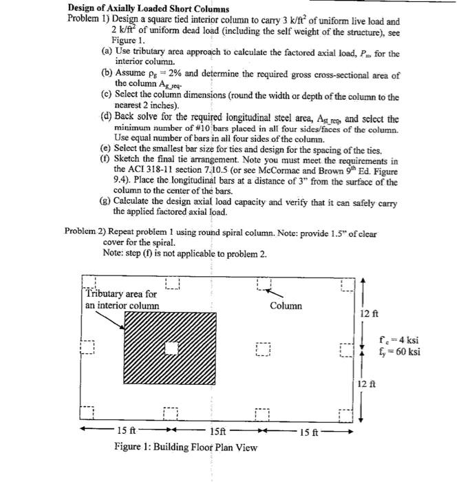 Solved Design of Axially Loaded Short Columns Problem 1) | Chegg.com