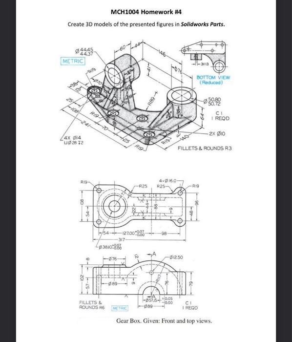 Solved MCH1004 Homework #4 Create 3D models of the presented | Chegg.com