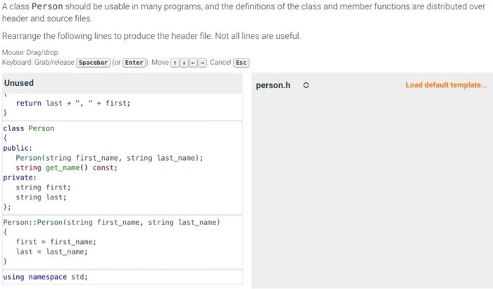 Solved A class Person should be usable in many programs, and | Chegg.com