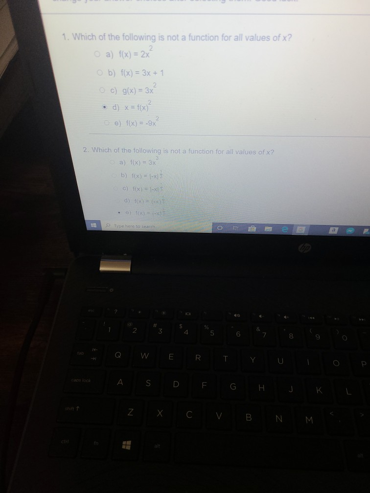Solved 1. Which of the following is not a function for all | Chegg.com