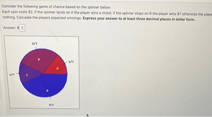 Solved Consider the following game of chance based on the | Chegg.com