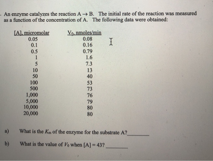 Solved An Enzyme Catalyzes The Reaction A → B. The Initial | Chegg.com