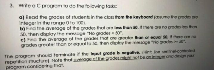 Solved 3. Write a C program to do the following tasks: a) | Chegg.com