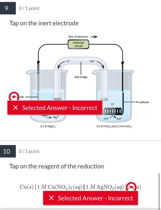 Solved 3 0/1 point Tap on the active electrode Mg(s)[0.1 M