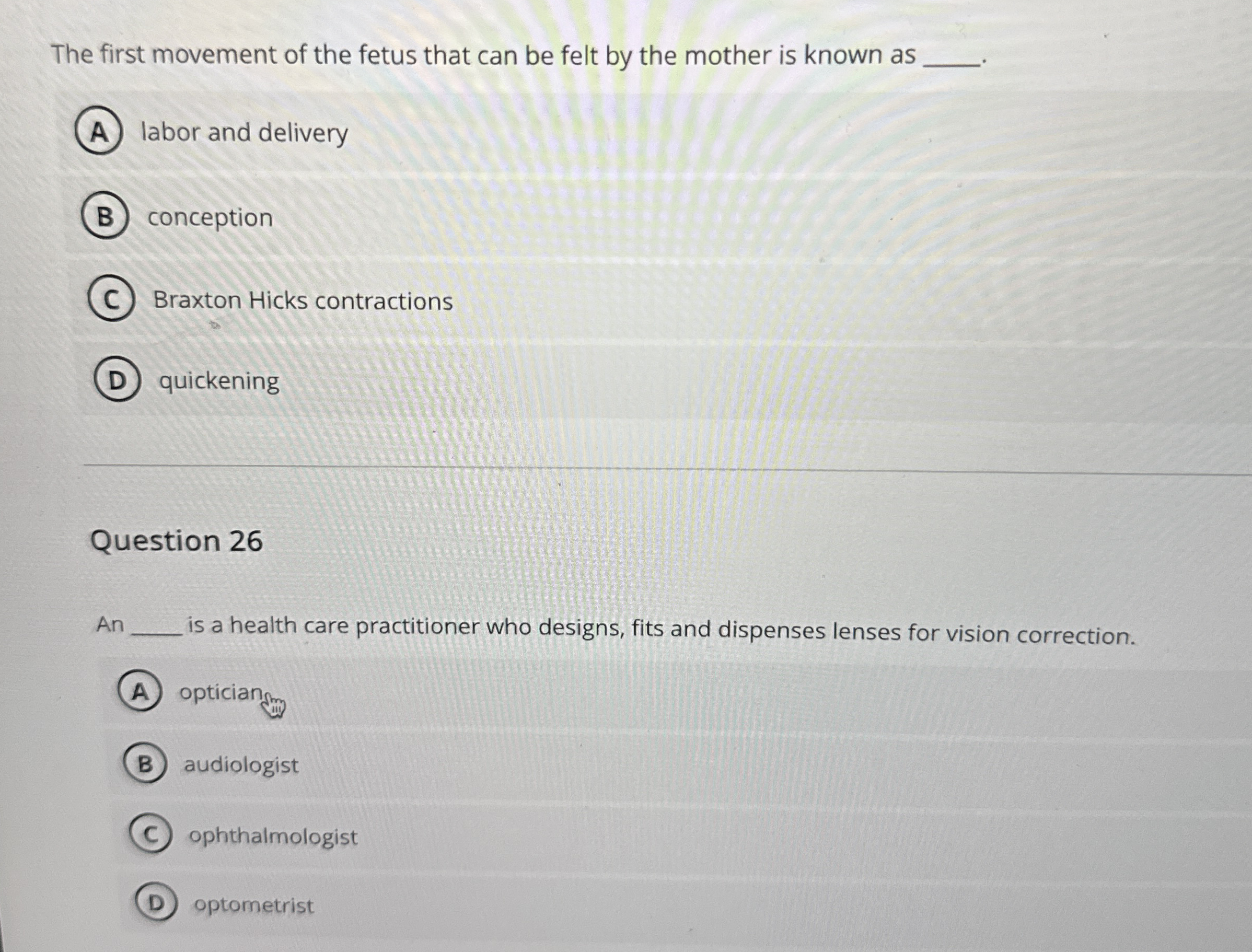Solved The first movement of the fetus that can be felt by