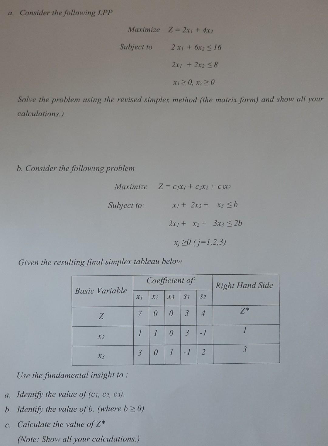 a. Consider the following LPP Maximize Subject to | Chegg.com