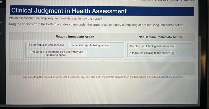 Solved Which assessment findings require immediate action by | Chegg.com