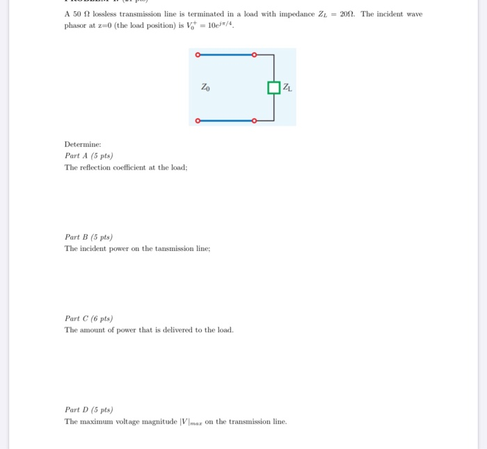 Solved A 50 lossless transmission line is terminated in a | Chegg.com