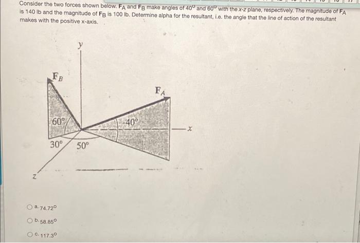 Solved Consider the two forces shown below. FA and Fg make | Chegg.com