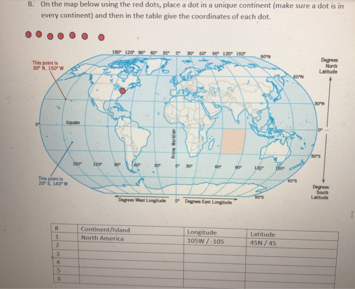 Solved B On The Map Below Using The Red Dots Place A Dot Chegg Com