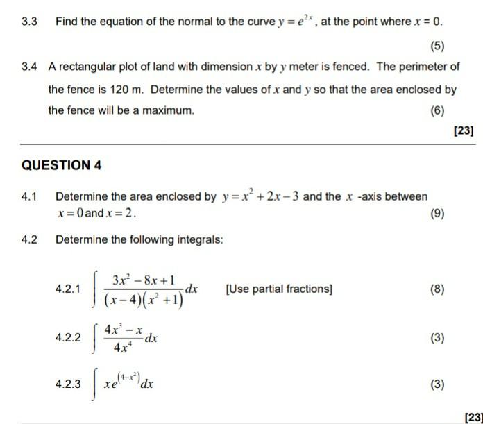 Solved 3.3 Find the equation of the normal to the curve | Chegg.com