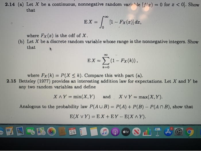 2 14 A Let X Be A Continuous Nonnegative Random Chegg Com