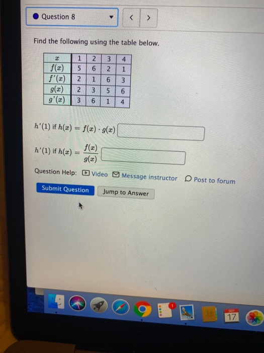 Solved Find the following using the table below. 1 4 f(x) 2 | Chegg.com