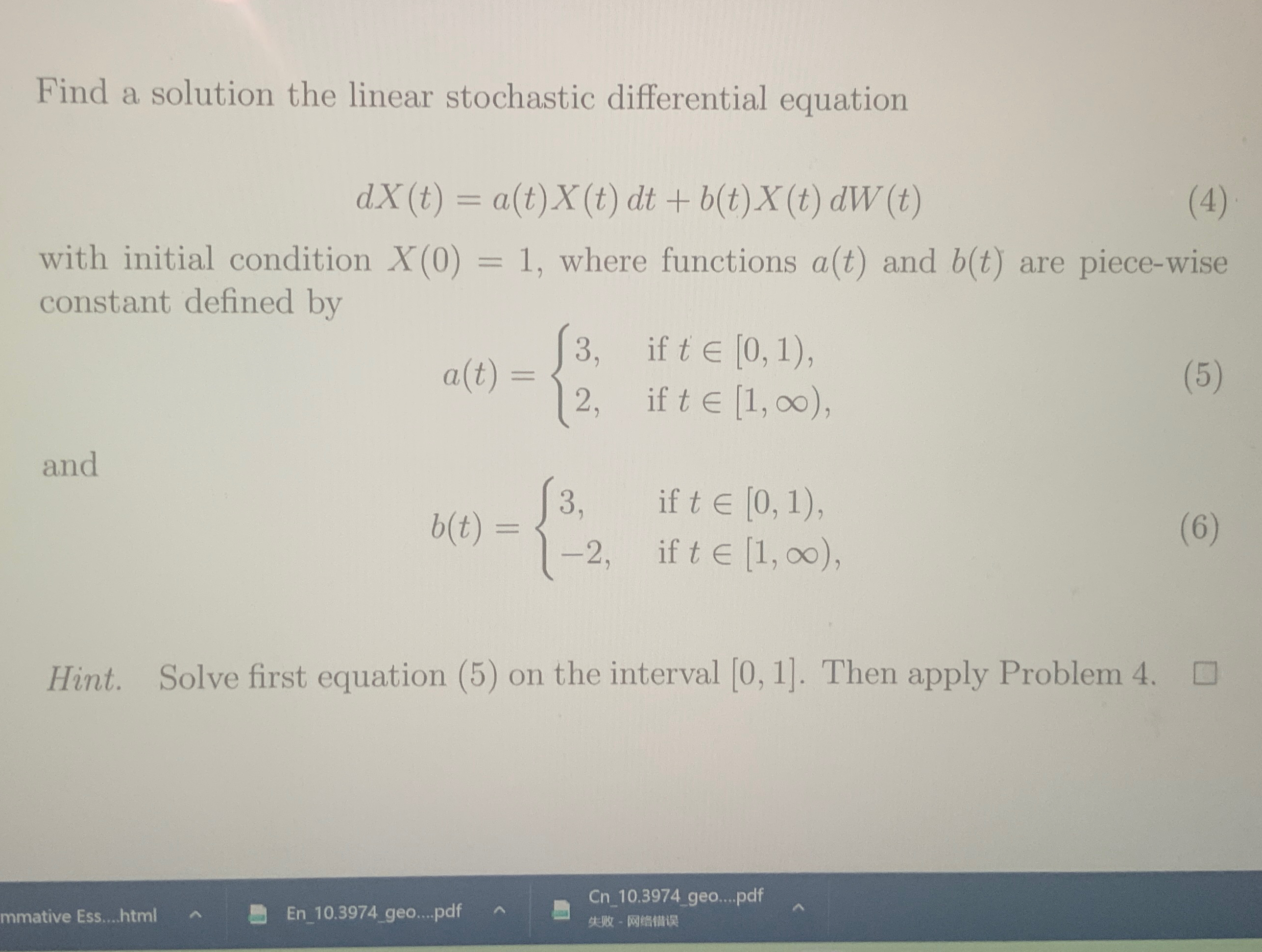 Solved Find a solution the linear stochastic differential | Chegg.com