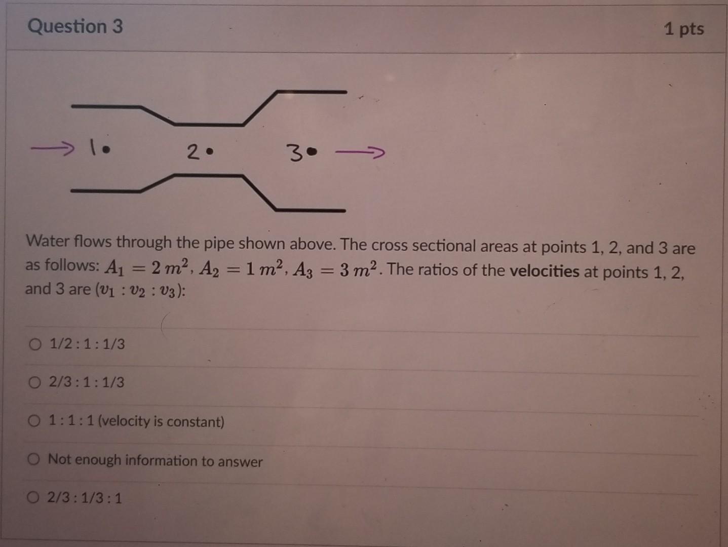 Solved Question 3 1 Pts 2. 30 > Water Flows Through The Pipe | Chegg.com