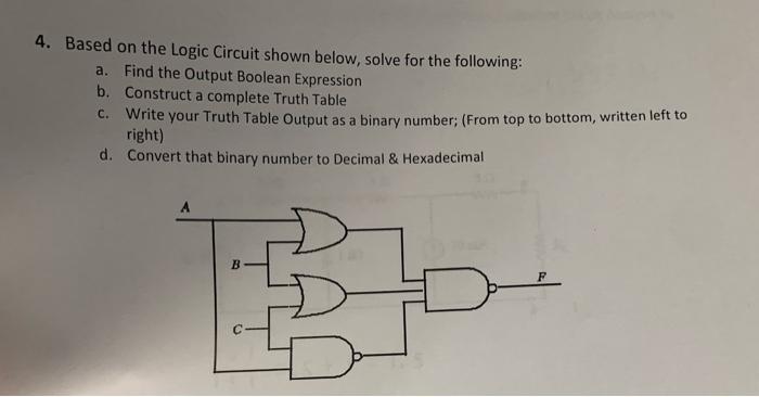 Solved 4. Based On The Logic Circuit Shown Below, Solve For | Chegg.com