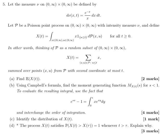 5. Let the measure ν on (0,∞)×(0,∞) be defined by | Chegg.com