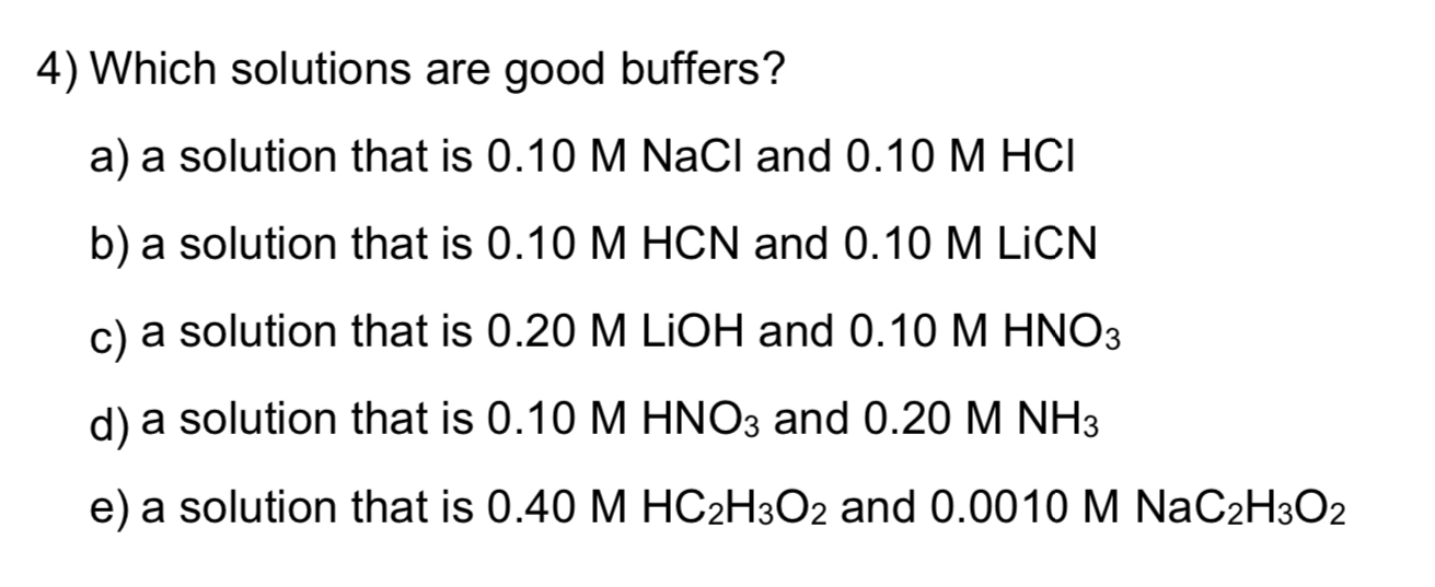High Quality SOLUTION Which solutions are good buffers?a) ﻿a solution ...