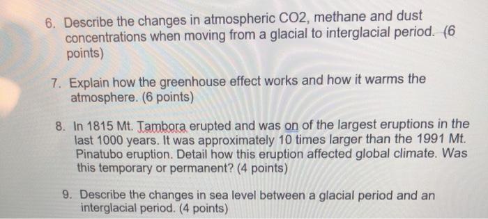 Solved 6. Describe The Changes In Atmospheric CO2, Methane | Chegg.com