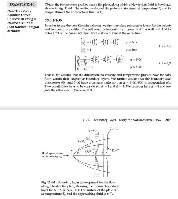 Solved EXAMPLE 12.4-1 Obtain the temperature profiles near a | Chegg.com
