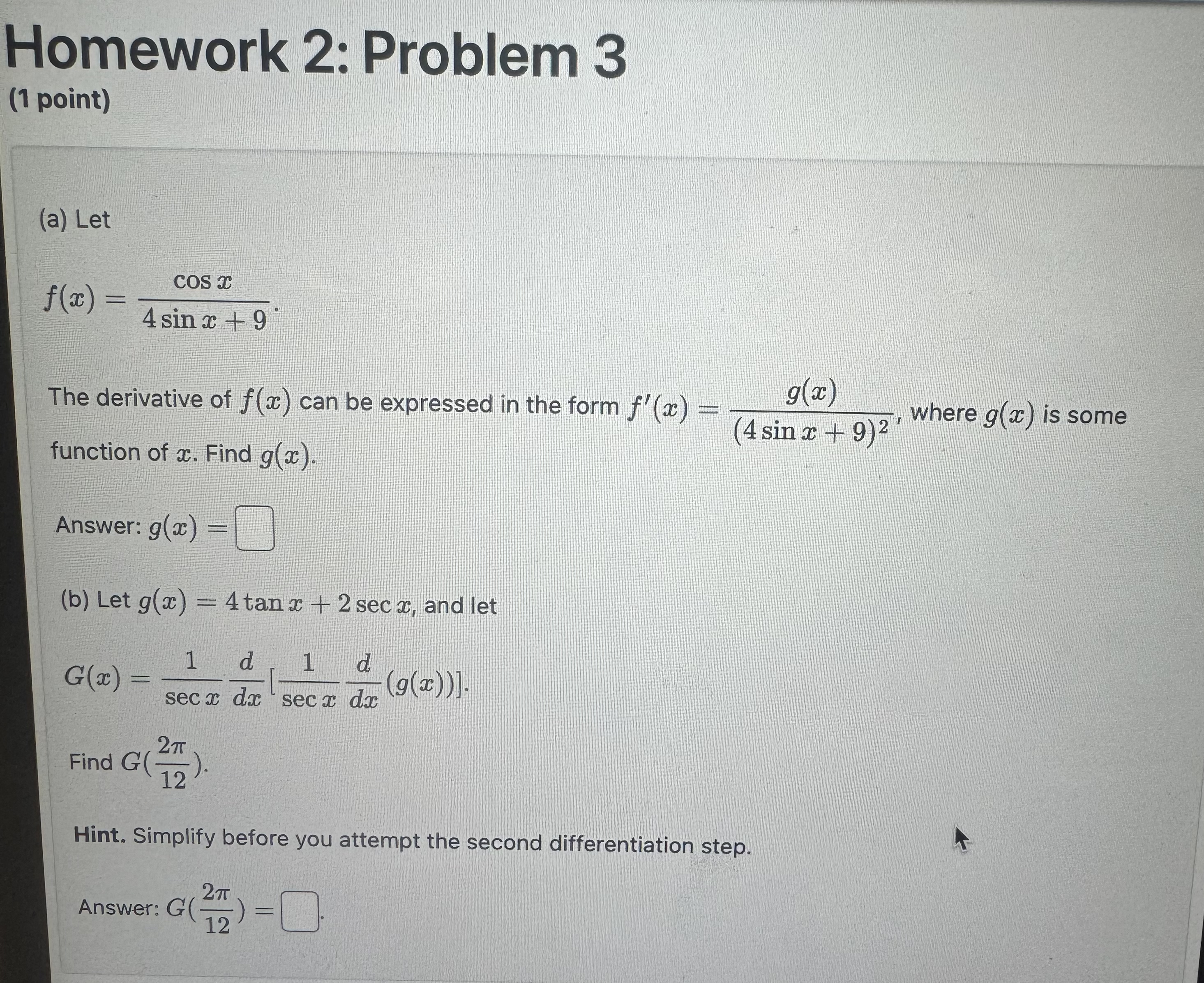 Solved Homework 2 ﻿problem 3 | Chegg.com
