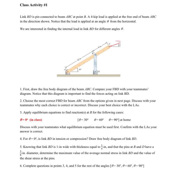 Solved Class Activity #1 Link BD Is Pin Connected To Beam | Chegg.com