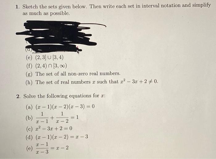 Solved 1. Sketch the sets given below. Then write each set | Chegg.com