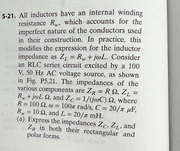 Solved 21. All inductors have an internal winding resistance