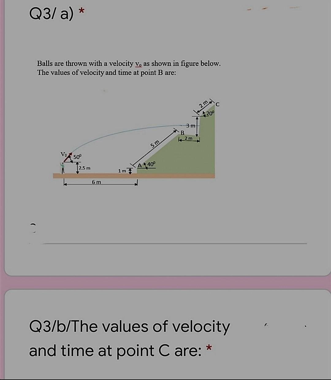 Solved Q3/a) * Balls are thrown with a velocity V, as shown | Chegg.com