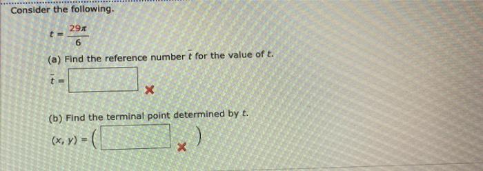 Solved Consider the following. t=629π (a) Find the reference | Chegg.com