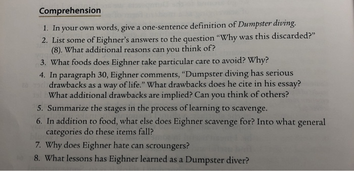 50 essays on dumpster diving questions 07 image