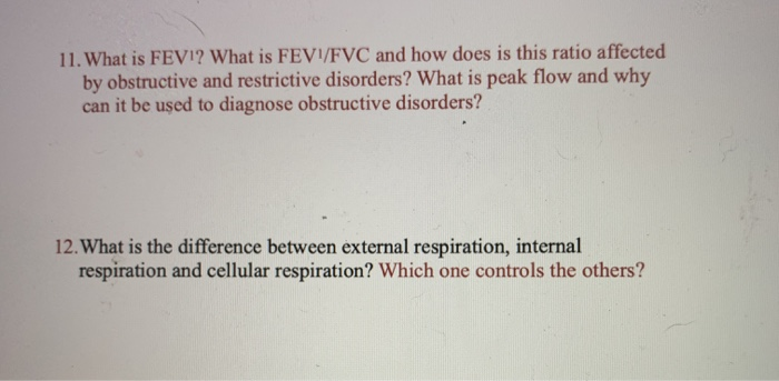 Solved 11. What is FEV1? What is FEV1/FVC and how does is | Chegg.com