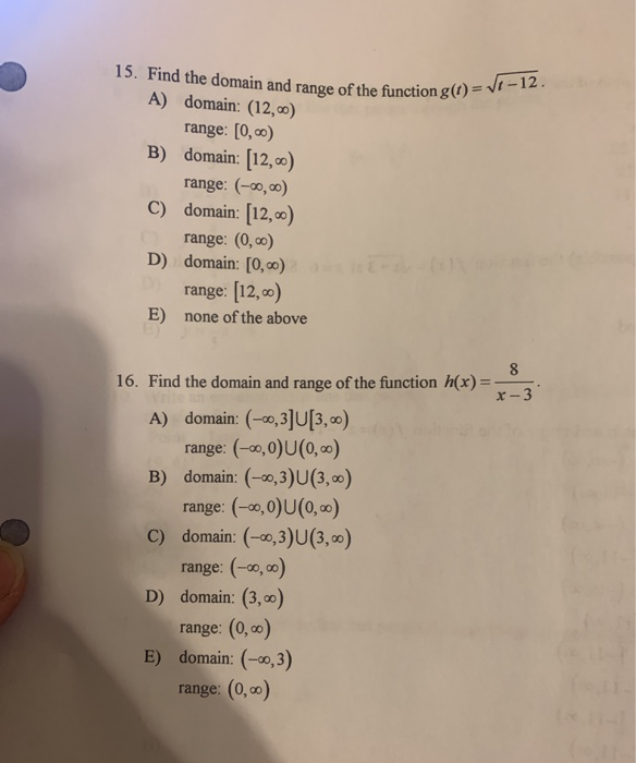 Solved 15 Find The Domain And Range Of The Function G T Chegg Com