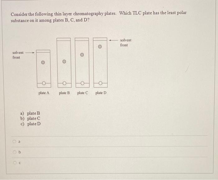 [Solved] Consider the following thin layer chromatography