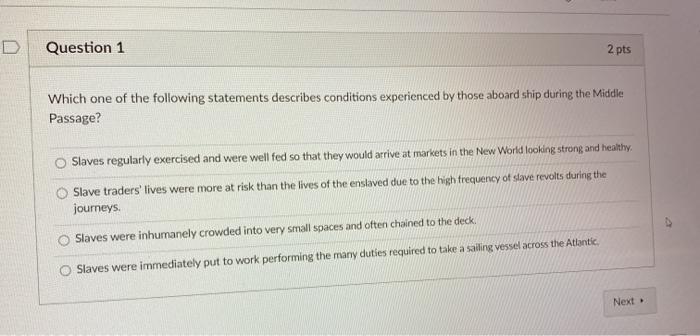 Solved D Question 1 2 pts Which one of the following | Chegg.com