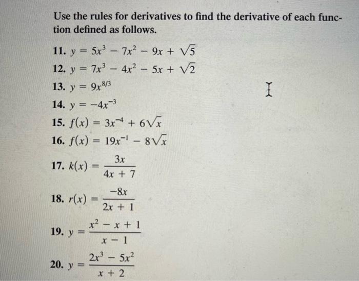 Solved Use the rules for derivatives to find the derivative | Chegg.com