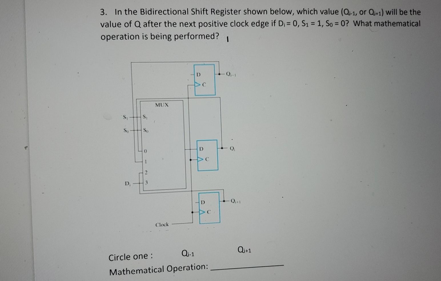 Solved 3. In the Bidirectional Shift Register shown below, | Chegg.com