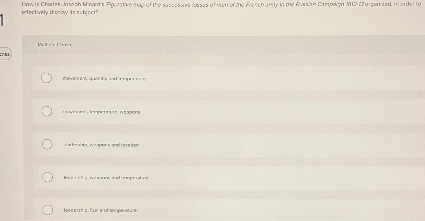 Solved How is CharlesJoseph Minard's Figurative map of the