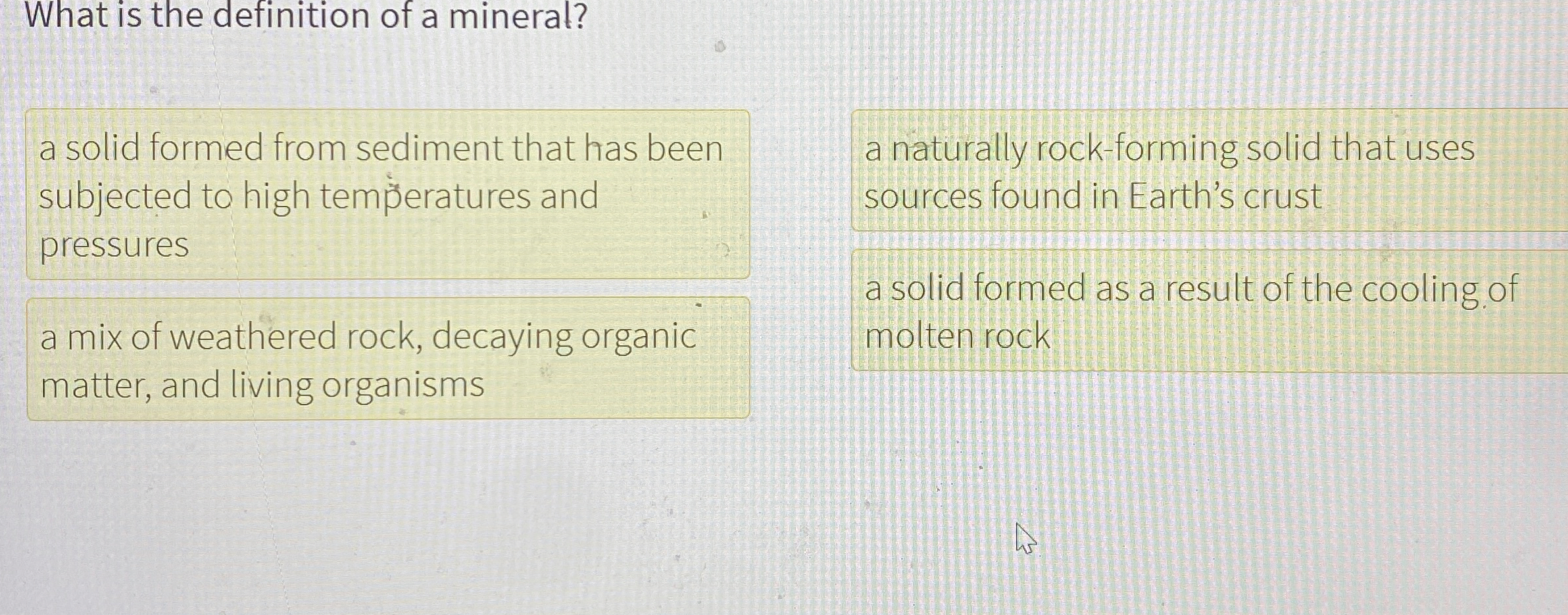 Solved What is the definition of a mineral?a solid formed