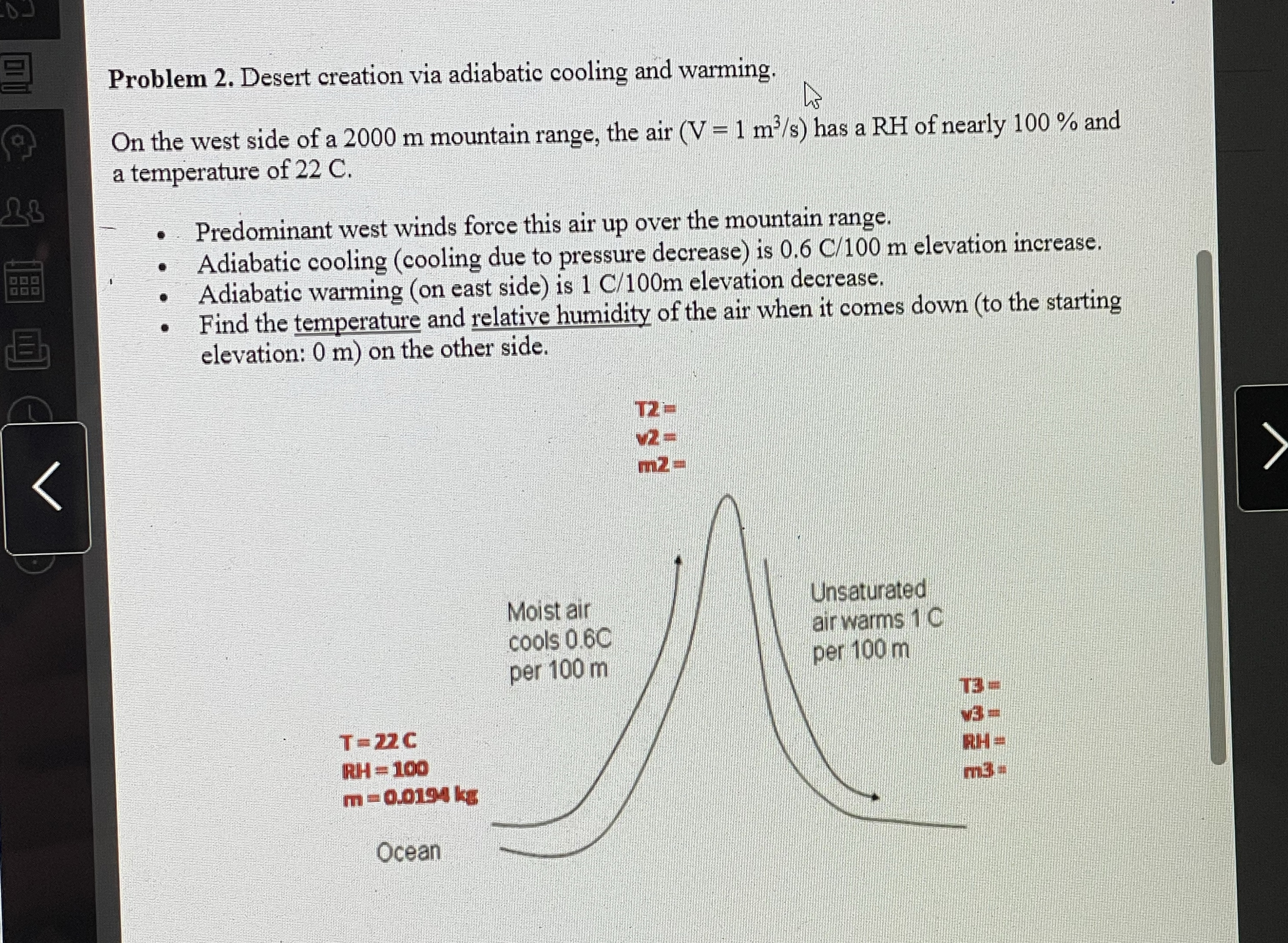 Problem 2. ﻿Desert creation via adiabatic cooling and