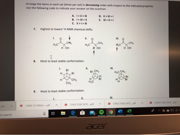 Solved Arrange the items in each set (three per set) in | Chegg.com