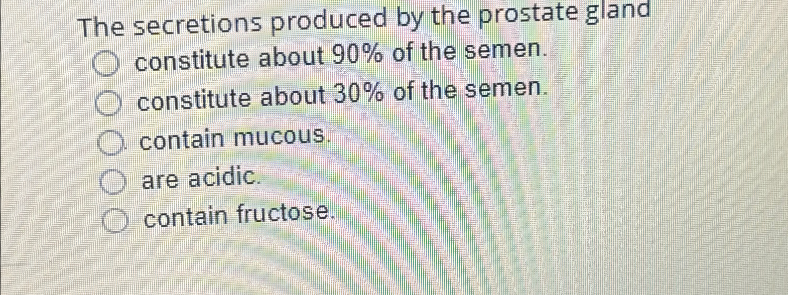 Solved The secretions produced by the prostate glandq, | Chegg.com