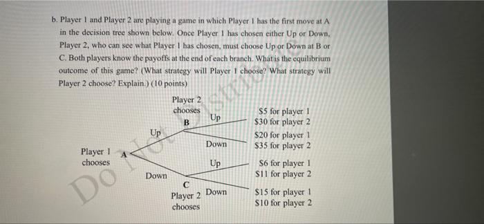 Solved B. Player 1 And Player 2 Are Playing A Game In Which | Chegg.com