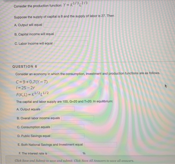 Solved Consider the production function: Y = k1/3_273 | Chegg.com