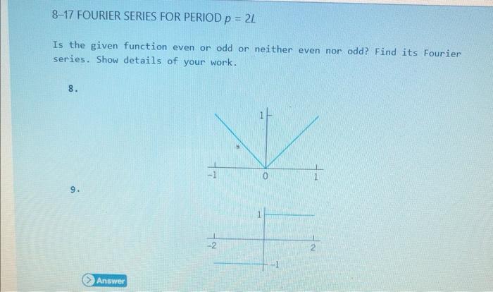 Solved 8-17 FOURIER SERIES FOR PERIOD p=2L Is the given | Chegg.com