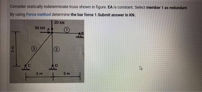 Solved Consider statically indeterminate truss shown in | Chegg.com