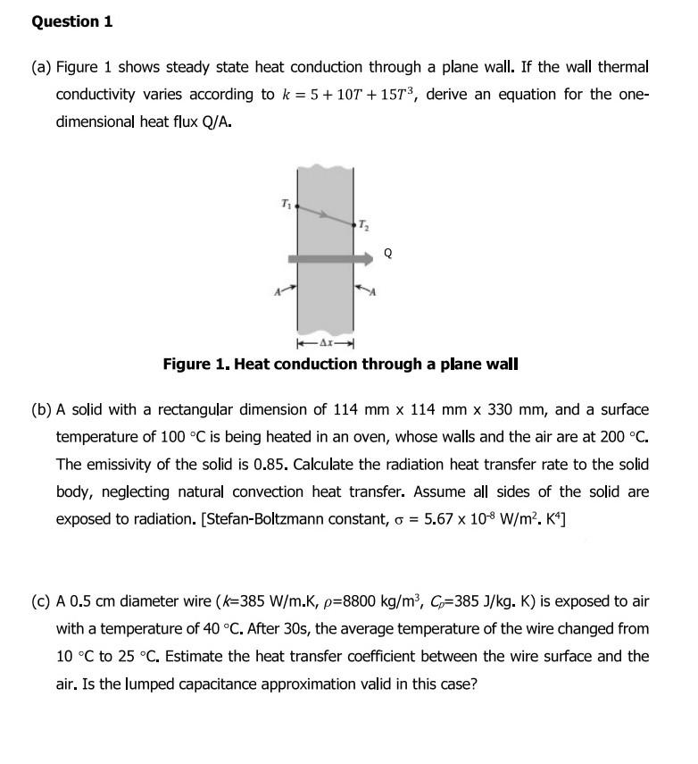 Solved Question 1 (a) Figure 1 Shows Steady State Heat | Chegg.com