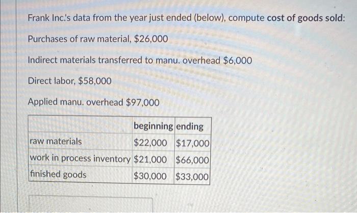 Solved Beginning raw materials were $16,000 more than ending | Chegg.com