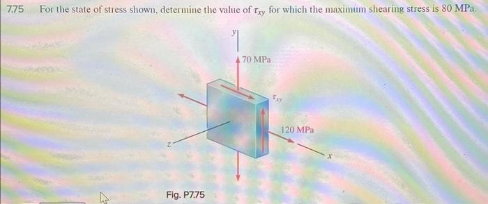 Solved 7.75 For the state of stress shown, determine the | Chegg.com